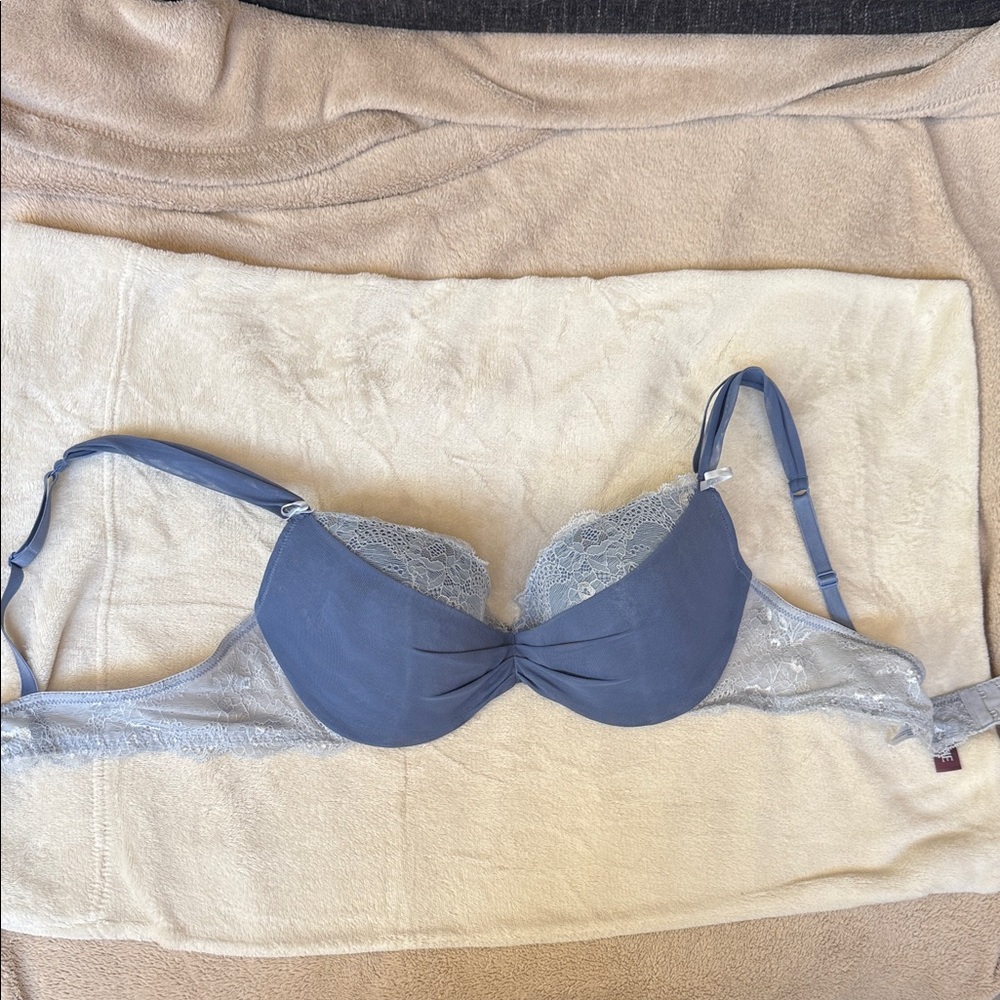 Adore Me Slate and Silver Lace Bra